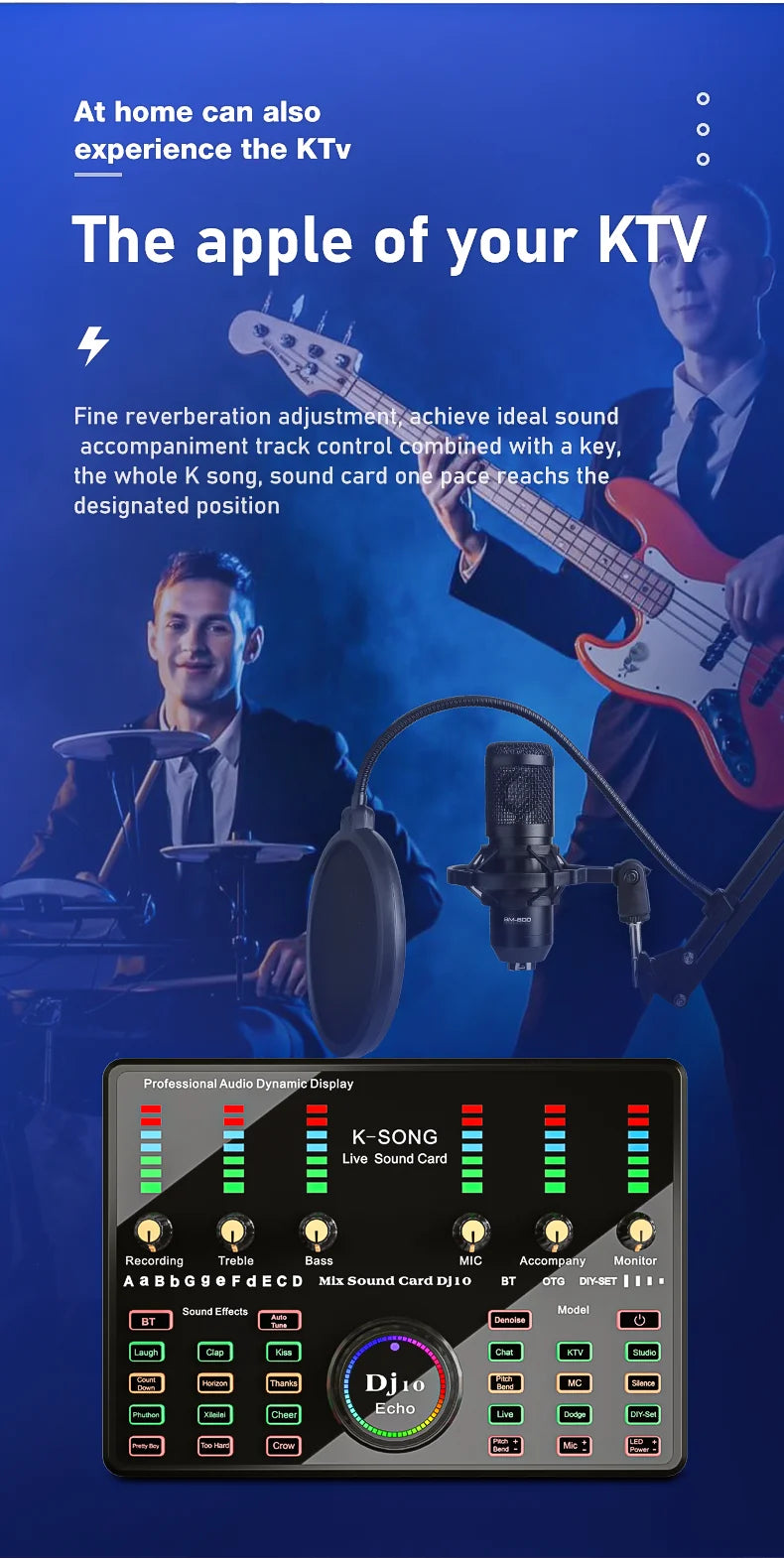 Professional Audio Sound Card Set BM900 Mic Studio Condenser Microphone For Karaoke Podcast Recording Live Streaming