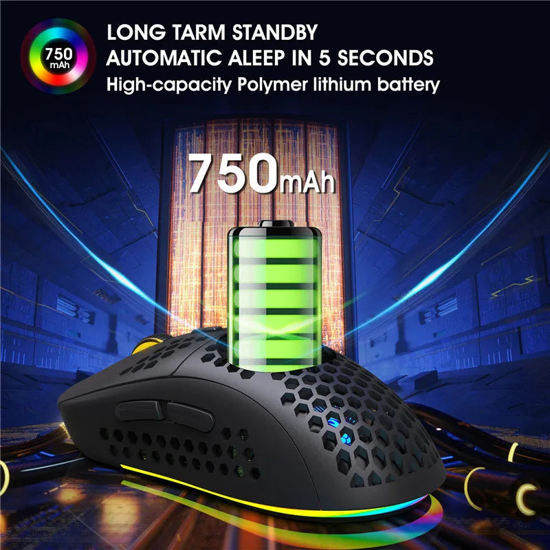 Rechargeable Type C RGB Wireless & Bluetooth Gaming Mouse Lightweight Office Fast Charge 3600DPI For PC Laptop Computer L60