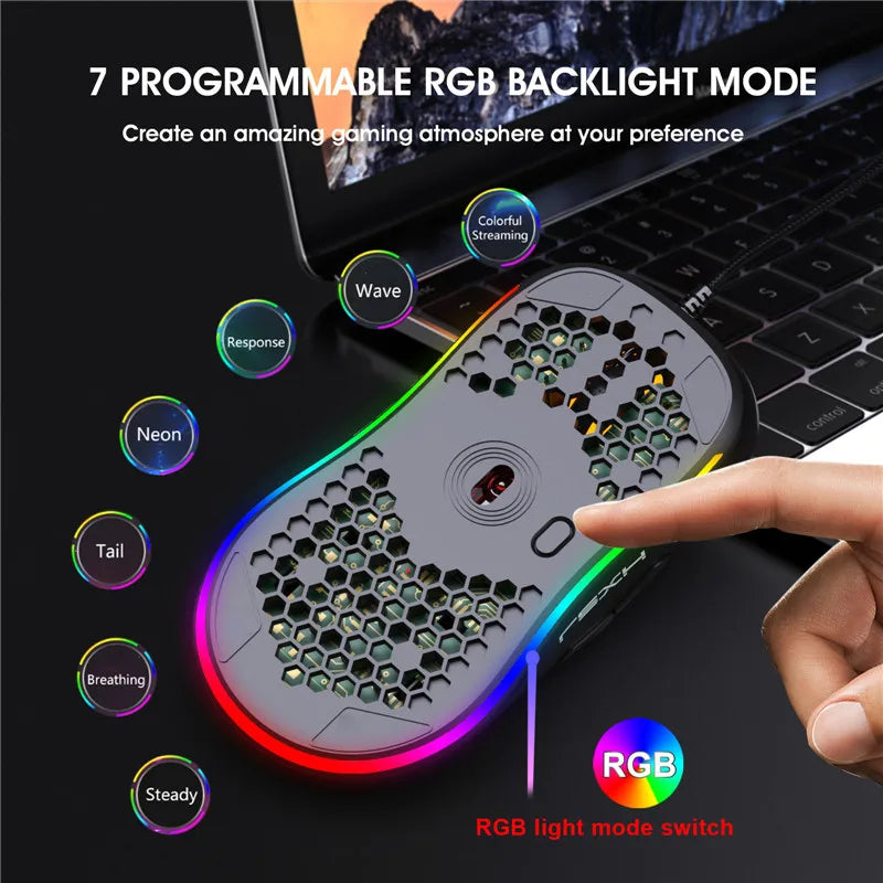 Lightweight USB Wired RGB Gaming Mouse Professional Led 6 Adjustable 6400 DPI For PC Computer Laptop Black Macro Programming