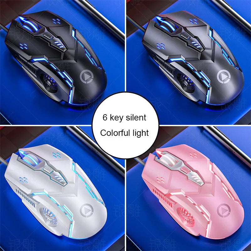 USB Wired Gamer Mouse Quiet Click  Ergonomic with LED Backlit for Computer PC Laptop Grey Black White Pink Promotion