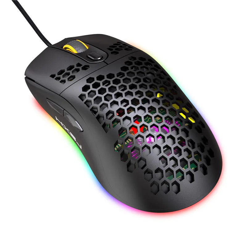 Lightweight USB Wired RGB Gaming Mouse Professional Led 6 Adjustable 6400 DPI For PC Computer Laptop Black Macro Programming