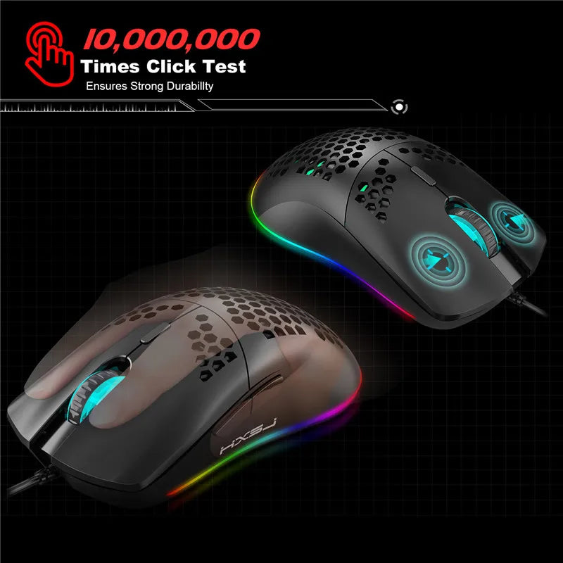 High Quality Lightweight RGB Wired Gamer Mouse Professional 6400 DPI For Computer Laptop PC White Black Macro Programming L900