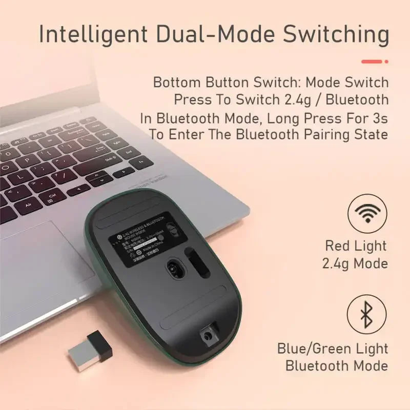 ADOL MS006 2.4G Portable USB Wireless Bluetooth Mouse 3DPI Laptop Accessories Charging Antiskid Silent Office Ergonomic Mouse