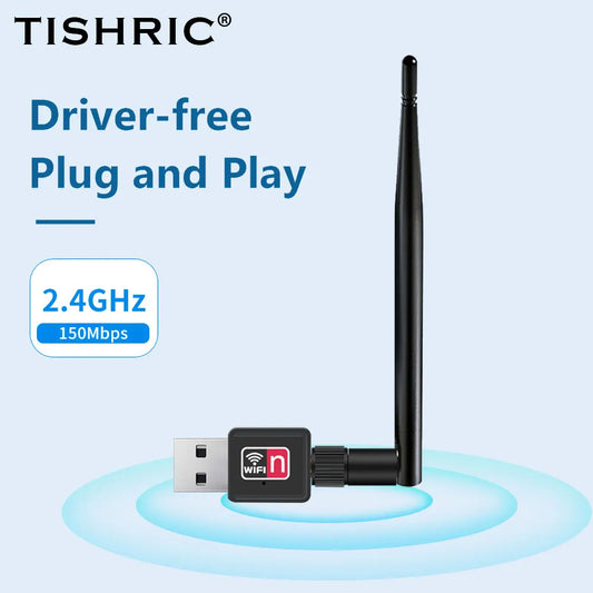 TISHRIC Wi-fi Adapter Long Antenna 81885DB Wireless Network Card 2.4GHz 150Mbps USB WiFi Adapter 802.11 b/g/n For PC Windows