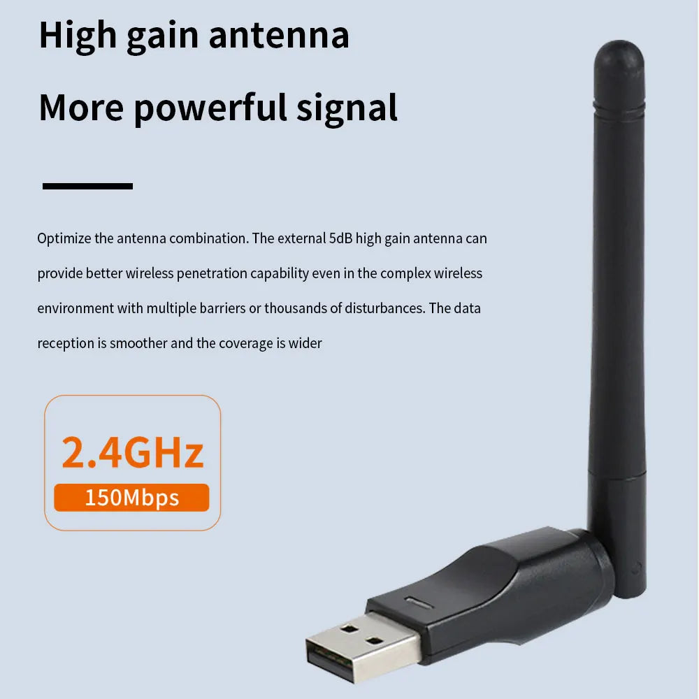 10PCS TISHRIC 8188 Wireless Network Card USB Wifi Adapter 150Mbps Antenna USB2 .0 802.11n/g/b For Desktop Laptop Wifi Receiver