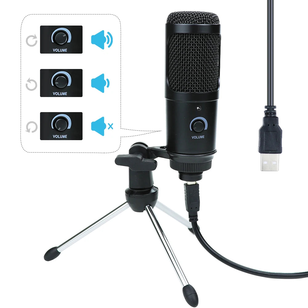 lotorasia Microphone PC Studio USB Microphone for Computer Gaming Streaming Video Mic Podcasting Recording Microfon