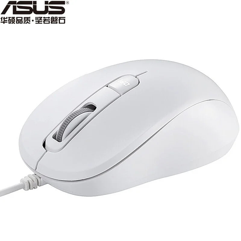 ASUS MU101C Wired Mouse 3200 DPI Ergonomic symmetrical Mini Silent Office Optical USB Wired Mouse for Laptop Computer white