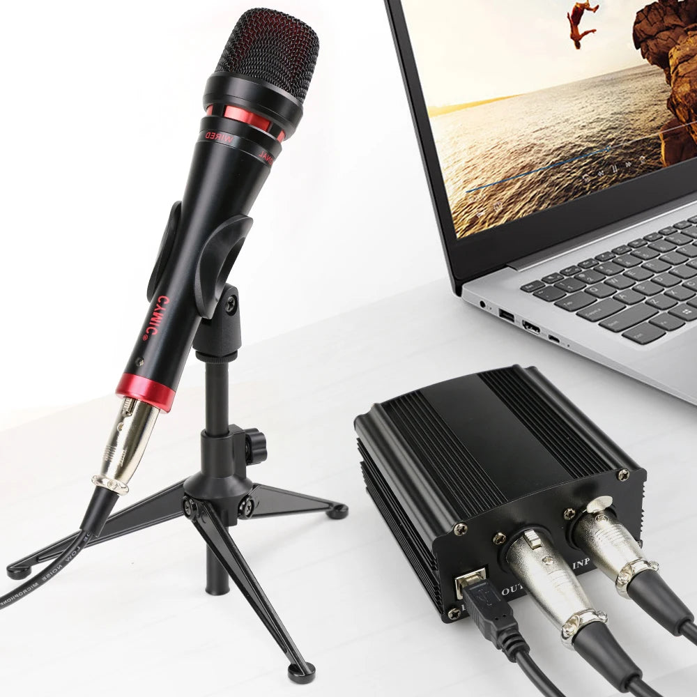 Professional Karaoke Microphone Phantom Power Sound Card Kits Studio Condenser Microphone for Pc Computer Phone Mikrofon Tripod