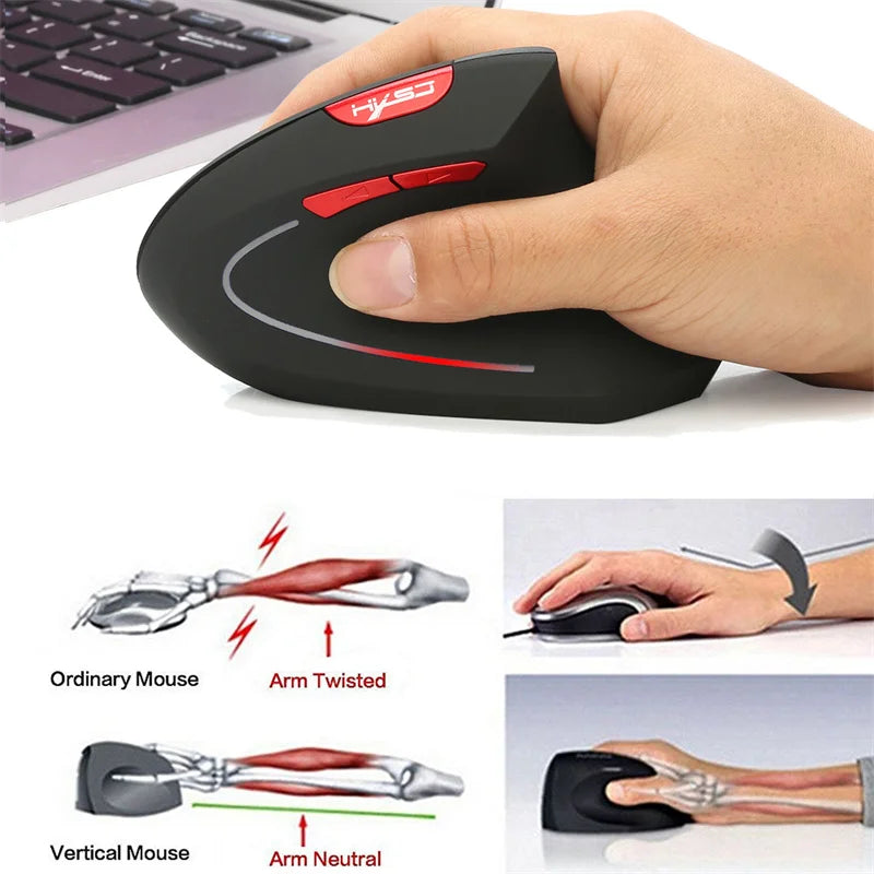 New Healthy Ergonomic Vertical 2.4G Wireless Mouse Home Office 2400 DPI For PC Laptop Black Grey Comfortable High Quality LT24