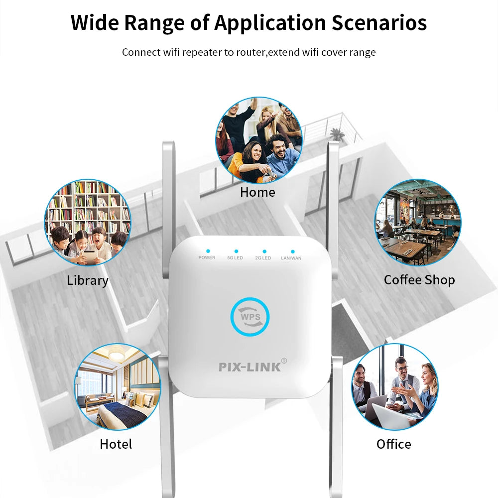 TISHRIC 5G Wifi Repeater Wireless Repeater Router 1200Mbps Wifi Extender Wifi Signal Amplifier Long Range Wifi Repeater