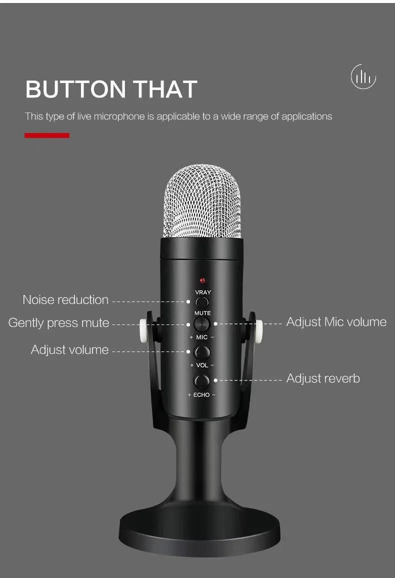 lotorasia Condenser Microphone Studio Recording USB Microphone for PC Computer Streaming Video Gaming Podcasting Singing Mic