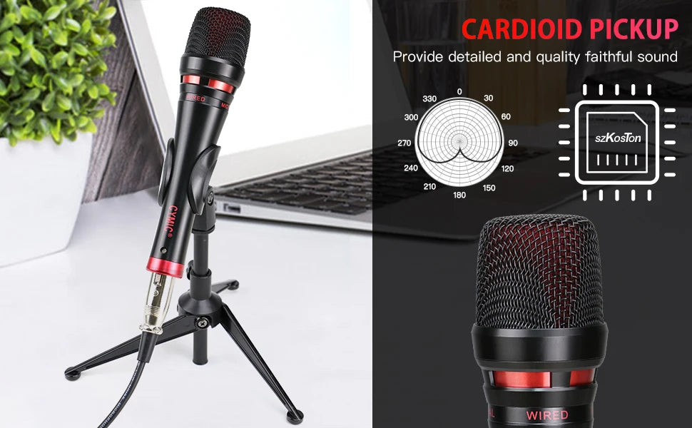 Professional Karaoke Microphone Phantom Power Sound Card Kits Studio Condenser Microphone for Pc Computer Phone Mikrofon Tripod