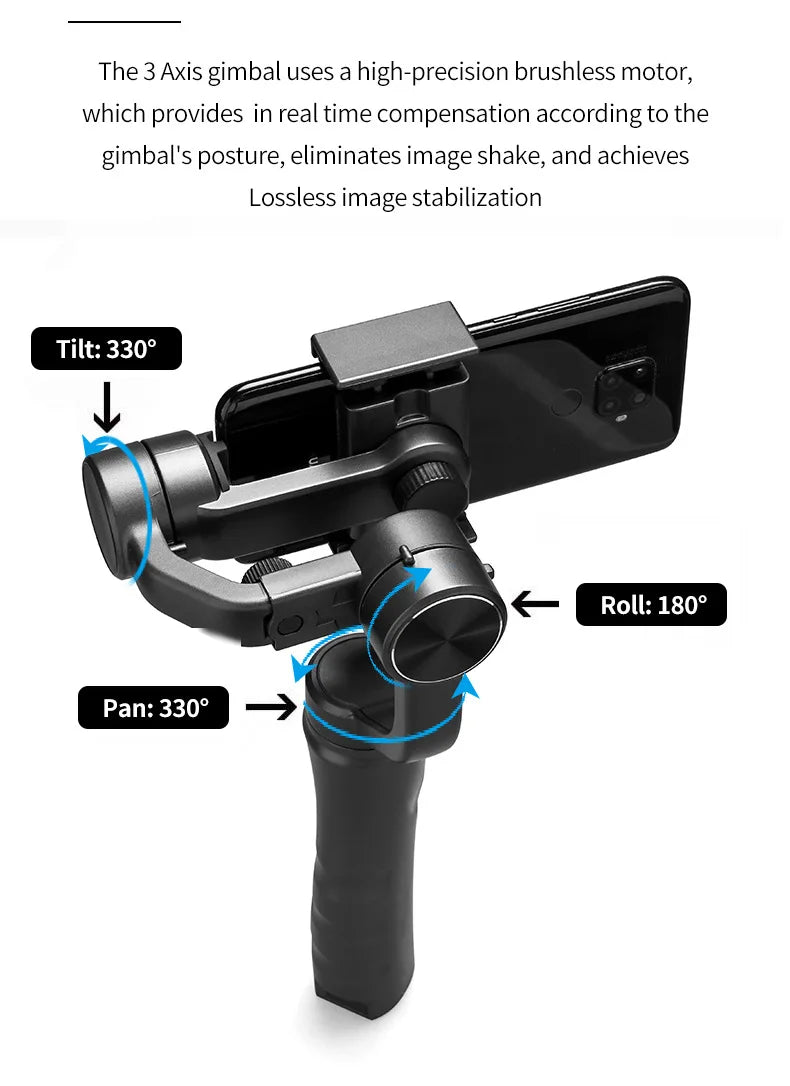 Lotorasia F6 3 Axis Gimbal Handheld Stabilizer Cellphone Action Camera Holder Anti Shake Video Record Smartphone Gimbal