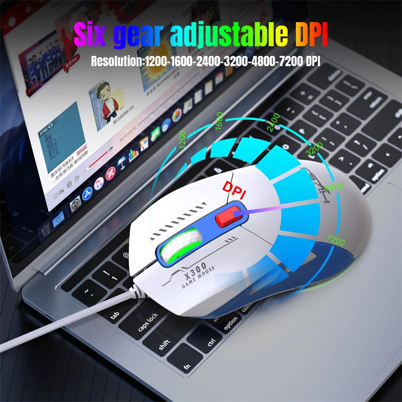 Highend Lightweight USB Wired RGB Gaming Mouse 7200DPI Honeycomb Shell Ergonomic For Computer PC Laptop Macro Programming