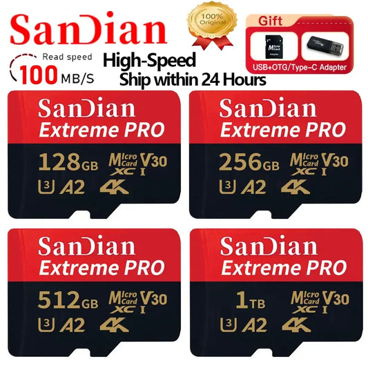 Original 1TB Micro TF/SD Card 128GB Flash Card Class 10 SD Card 256GB Memory Card 512GB Mini SD card for Phone/Cameras/tablet/MA