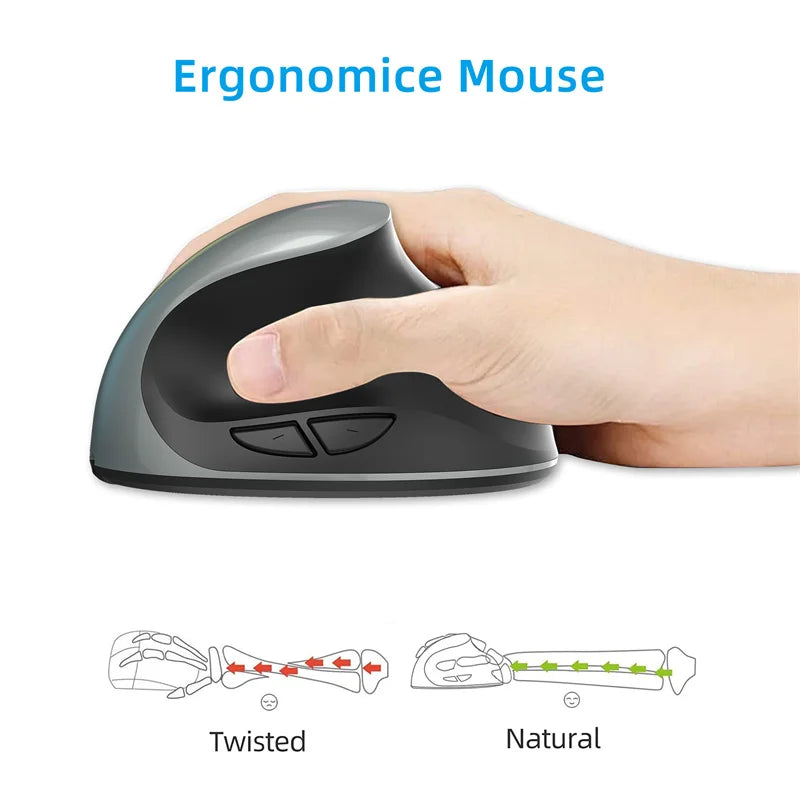 New Healthy Ergonomic Vertical 2.4G Wireless Mouse 2400 DPI Quiet Click For Computer PC Laptop Black Grey Comfortable LX10