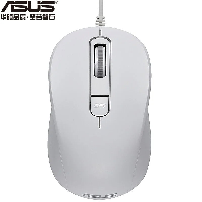 ASUS MU101C Wired Mouse 3200 DPI Ergonomic symmetrical Mini Silent Office Optical USB Wired Mouse for Laptop Computer white