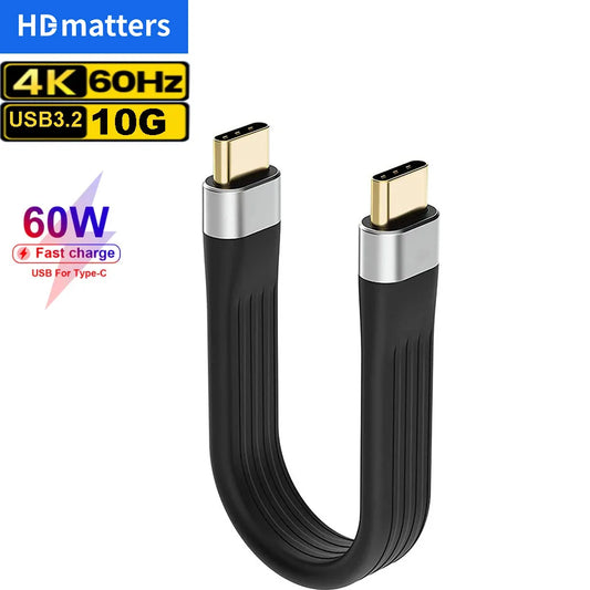 4K USB-C 3.1 Gen 2 Cable 10G Emark Chip Short Type C USB-C to USB-C video sync charger cable PD 60W 4K video for macbook pro