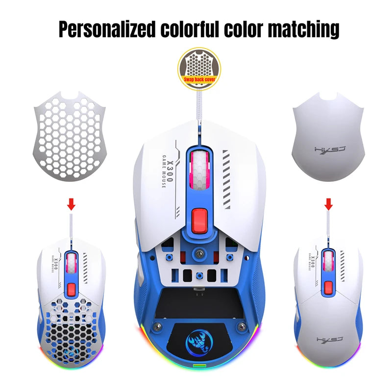 Highend Lightweight USB Wired RGB Gaming Mouse 7200DPI Honeycomb Shell Ergonomic For Computer PC Laptop Macro Programming