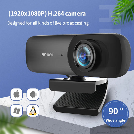 TISHRIC 1920*1080P Webcam Full HD Web Cam PC Camera USB Web Camera for Computer 90° Wide Angle Best C70 Webcam for Live Telecast