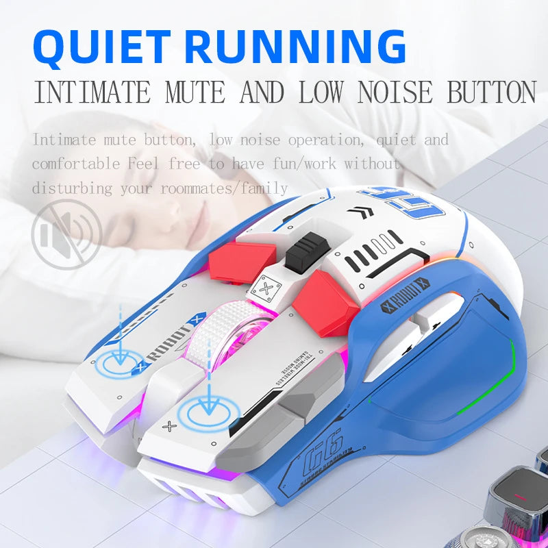 New Mute RGB Tri-mode Wired 2.4G Wireless Bluetooth Meche Gamer Mouse 4000DPI for Windows IOS Mac Home Office Laptop PC Type C