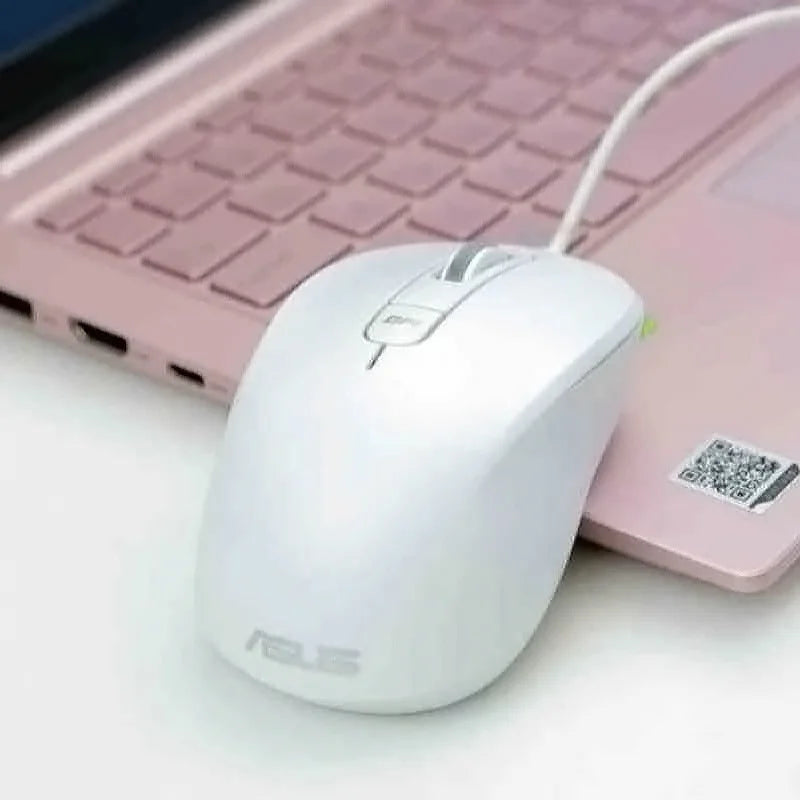 ASUS MU101C Wired Mouse 3200 DPI Ergonomic symmetrical Mini Silent Office Optical USB Wired Mouse for Laptop Computer white