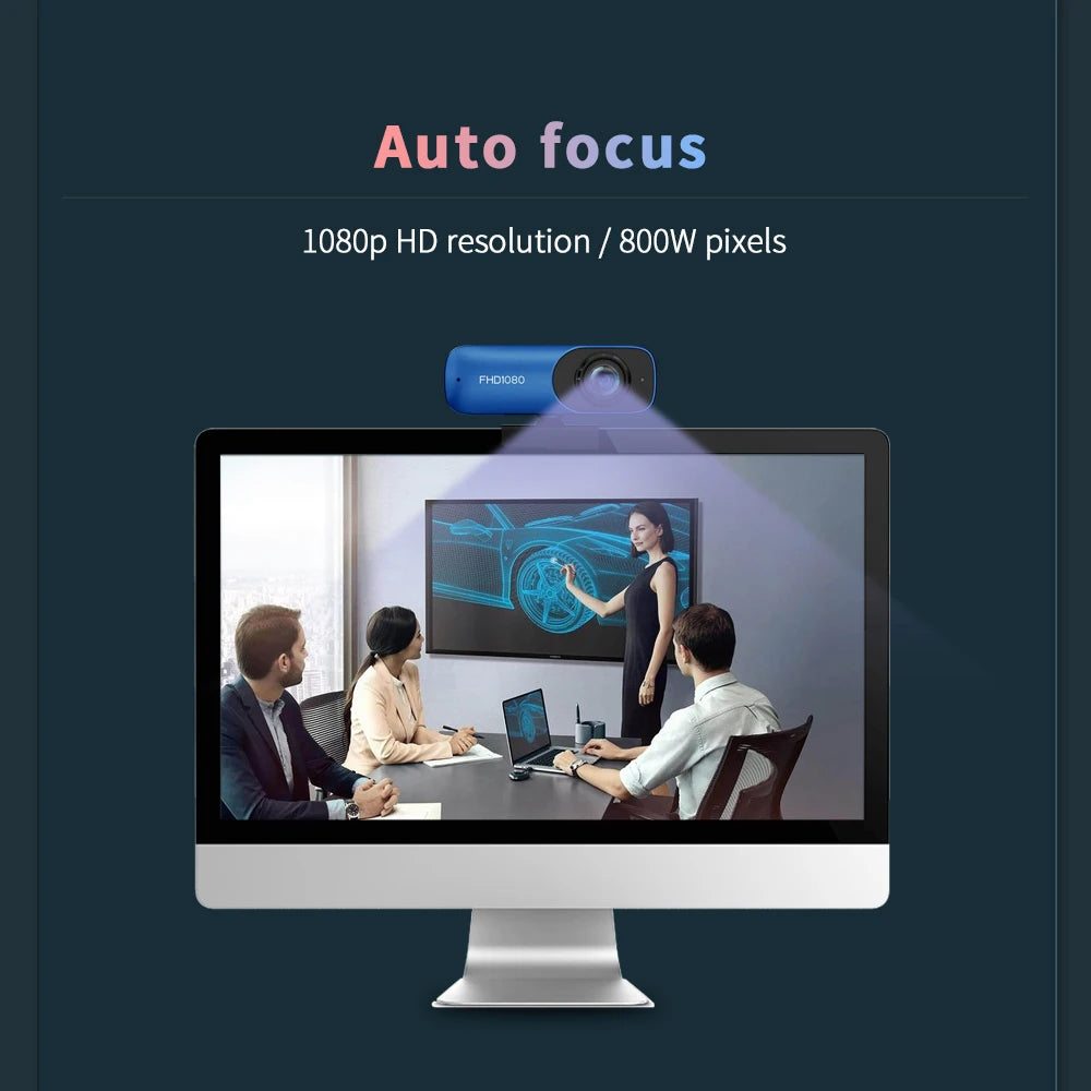 TISHRIC Autofocus Webcam 1080P 800W Pixels Full HD USB Web Camera With Micphone Web Cam For Computer 90° Wide Angle Webcam