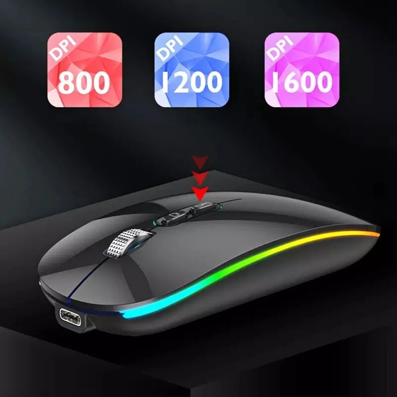 Promotion Bluetooth & Wireless RGB Mouse One-Click to Desktop Metal Wheel Type-C Rechargeable Quiet Click for Laptop PC